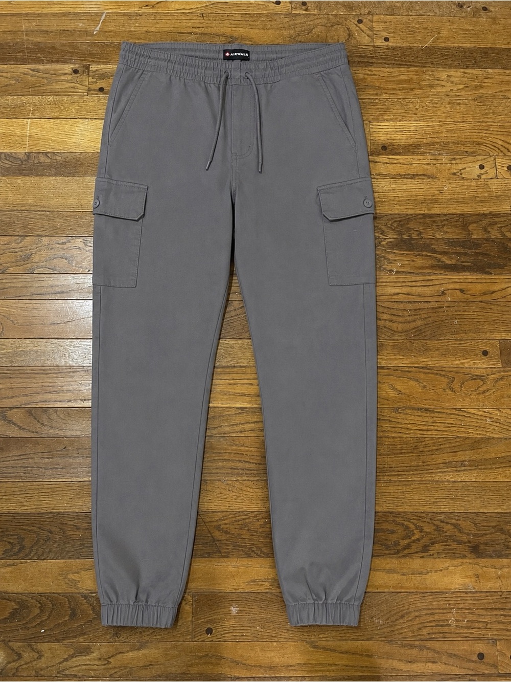 Airwalk Men's Gray Cargo Joggers with Drawcord Waist